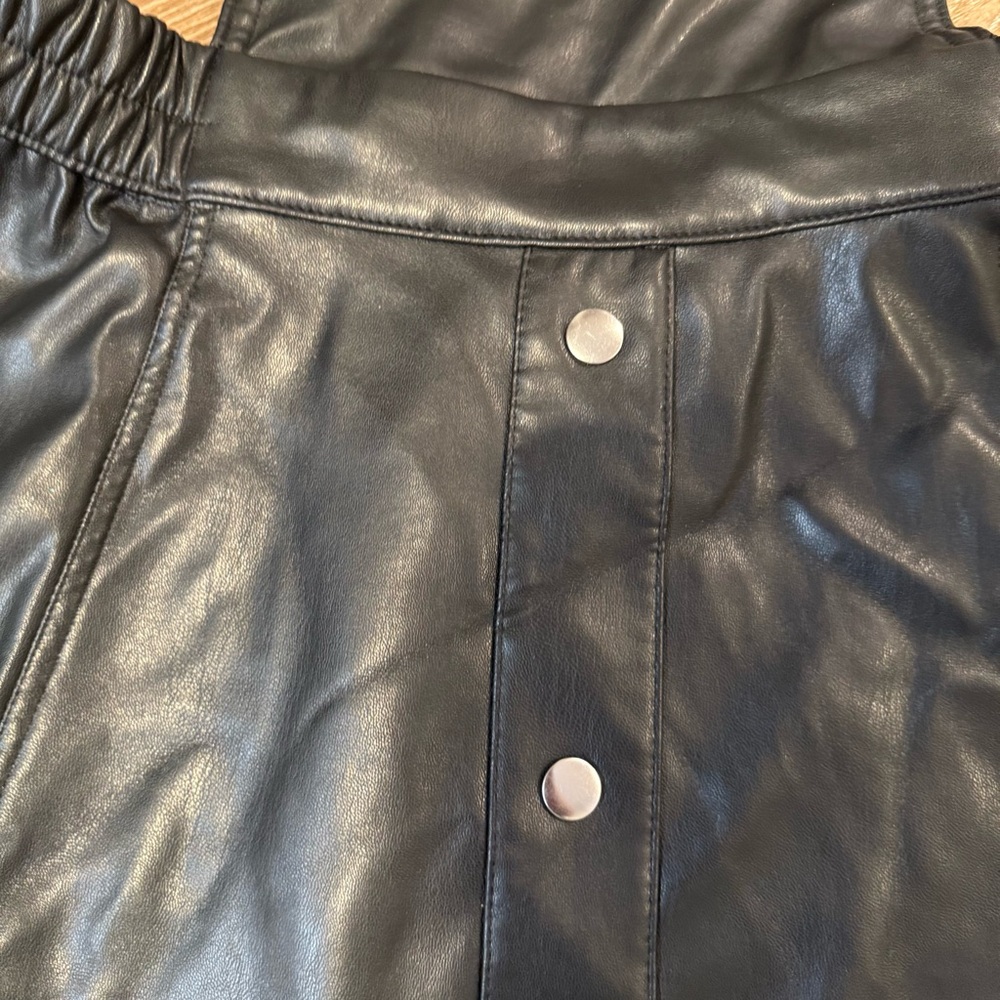 Wonder Nation, Black Faux Leather Pinafore Dress, Size 10/12 - Picture 5 of 9